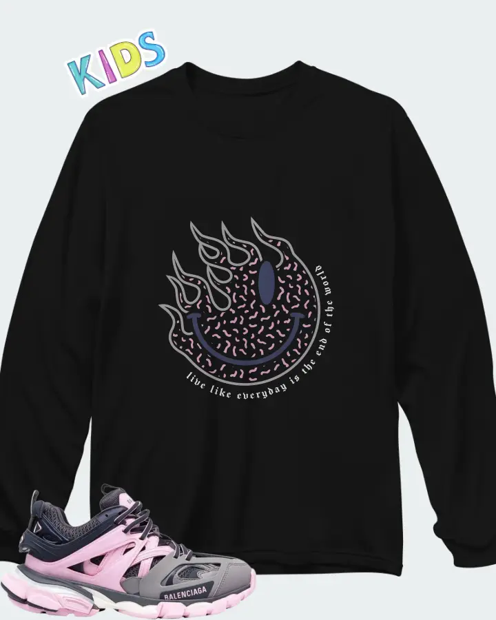 Balenciaga Track White Rose Pink Grey Matching Kid's Long Sleeve T-Shirt