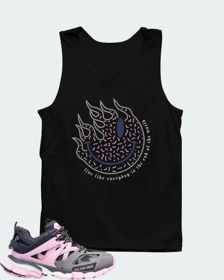 Balenciaga Track White Rose Pink Grey Matching Tank Top