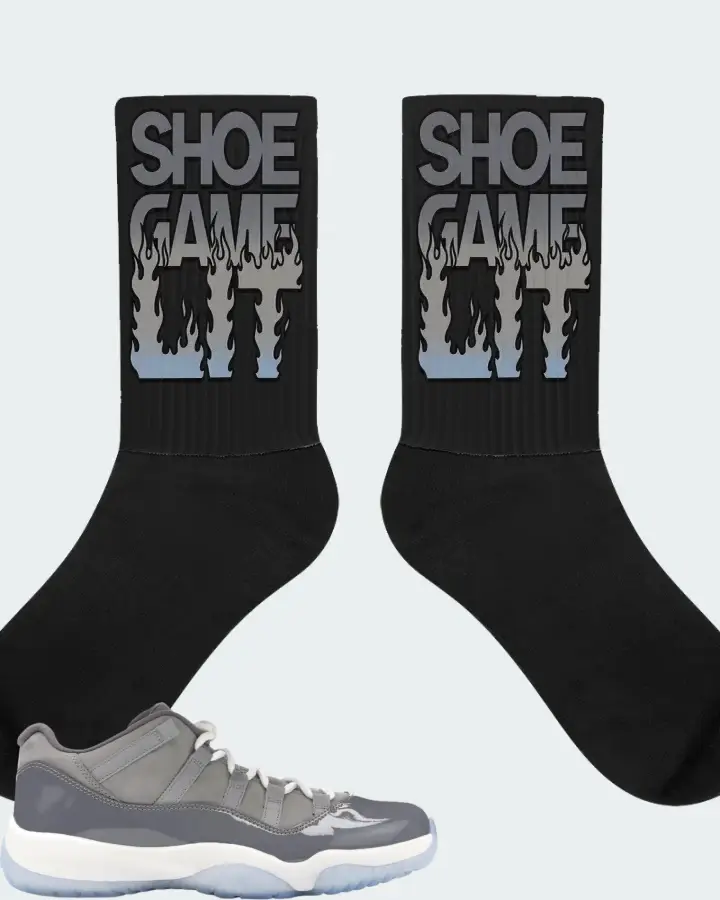 Jordan 11 Retro Low Sneaker Matching Black Socks - Shoe Game Lit Refreshed