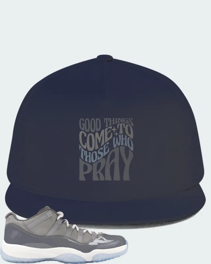 Jordan 11 Retro Low Sneaker Matching Navy Hat - Good Things Come To Those Who Pray