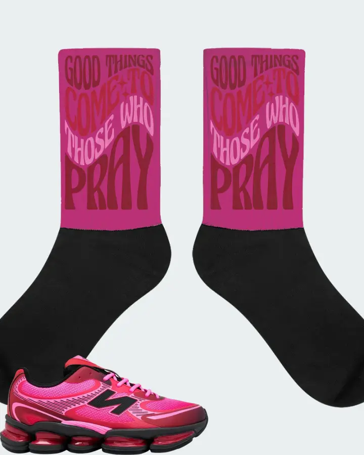 New Balance ABZORB 2000 'Pink Heat' Sneaker Matching Berry Socks - Good Things Come To Those Who Pray
