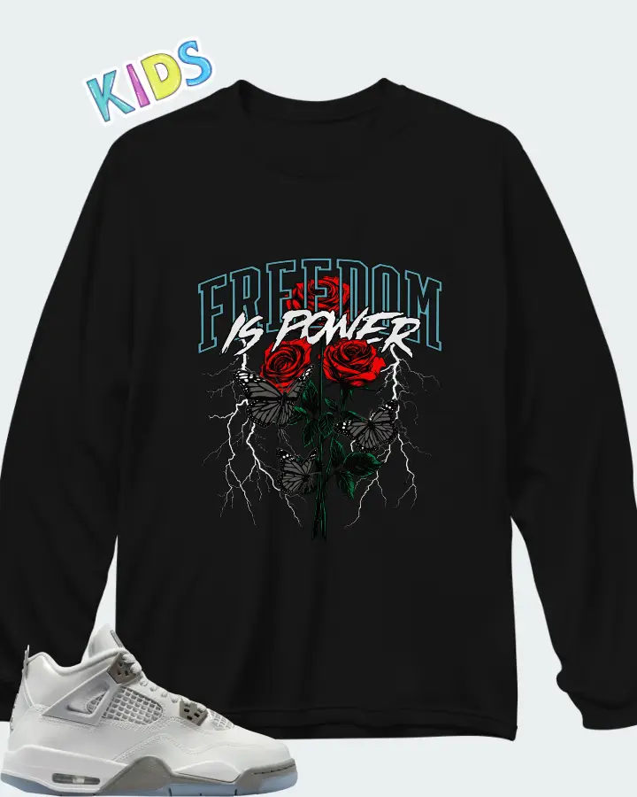 Air Jordan 4 GS Blue Chill Matching Kid's Long Sleeve T-Shirt