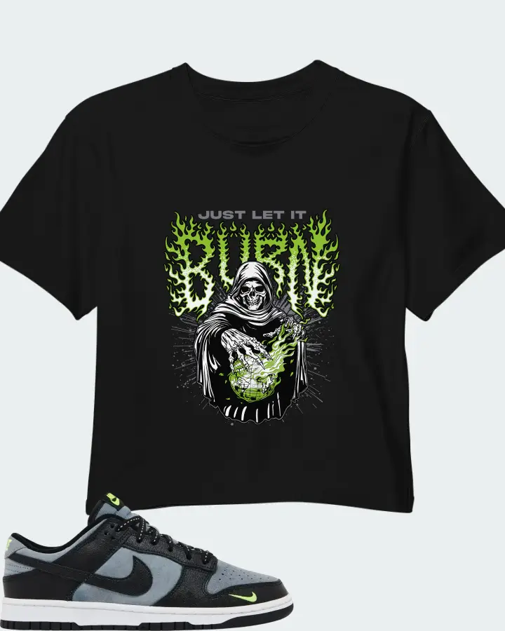 Nike Dunk Low Black Grey Green Strike Matching Crop Top