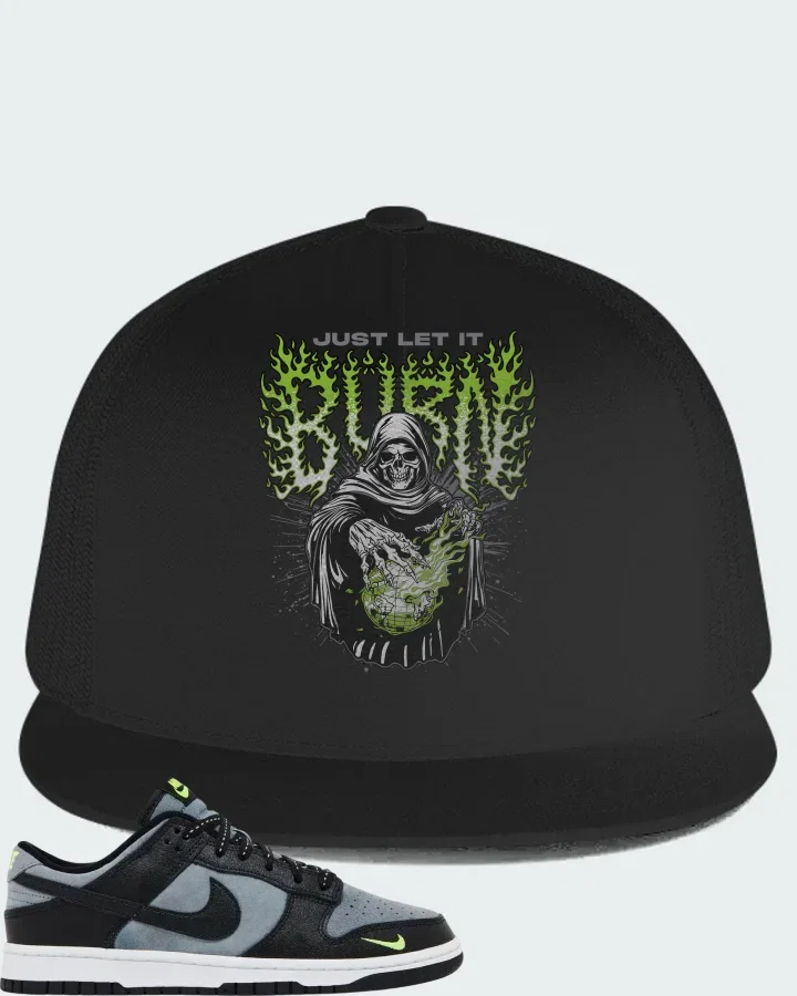 Nike Dunk Low Black Grey Green Strike Matching Hat