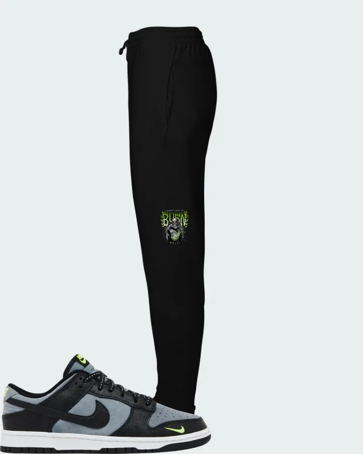 Nike Dunk Low Black Grey Green Strike Matching Joggers