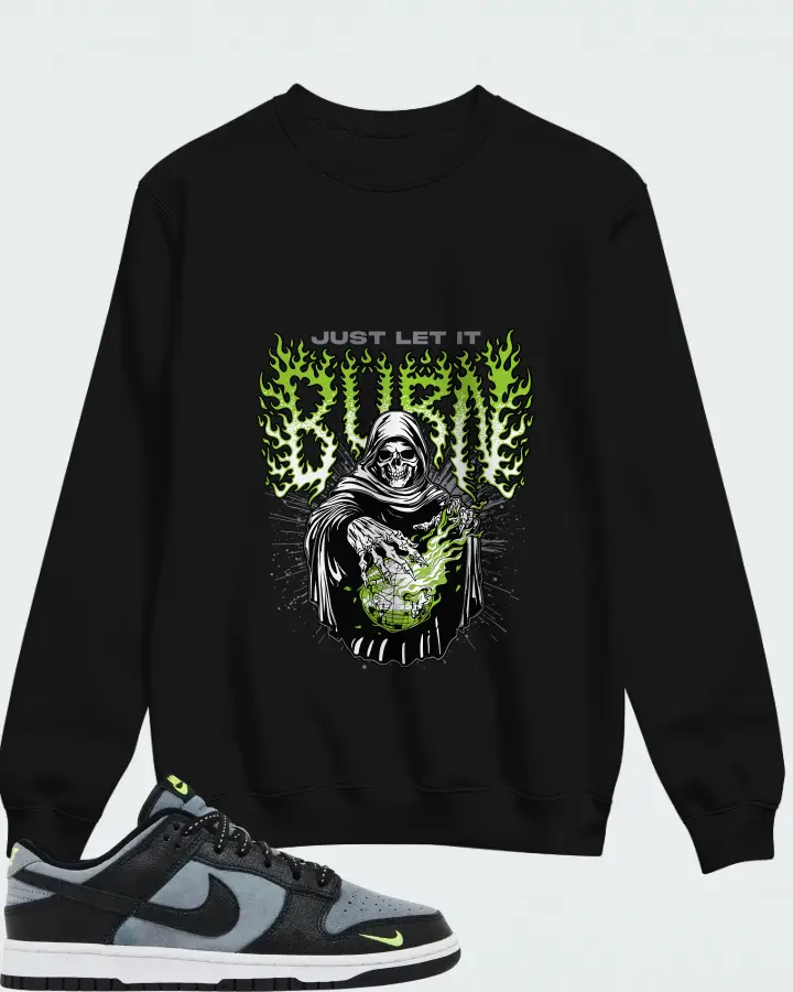 Nike Dunk Low Black Grey Green Strike Matching Sweatshirt
