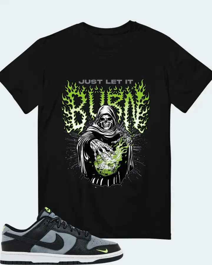 Nike Dunk Low Black Grey Green Strike Matching T-Shirt