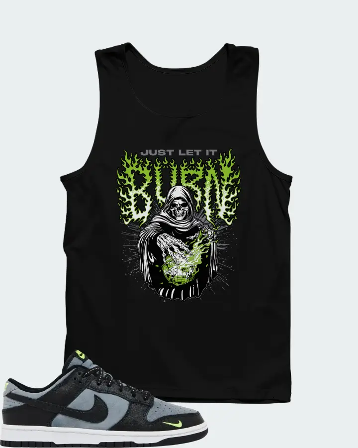 Nike Dunk Low Black Grey Green Strike Matching Tank Top