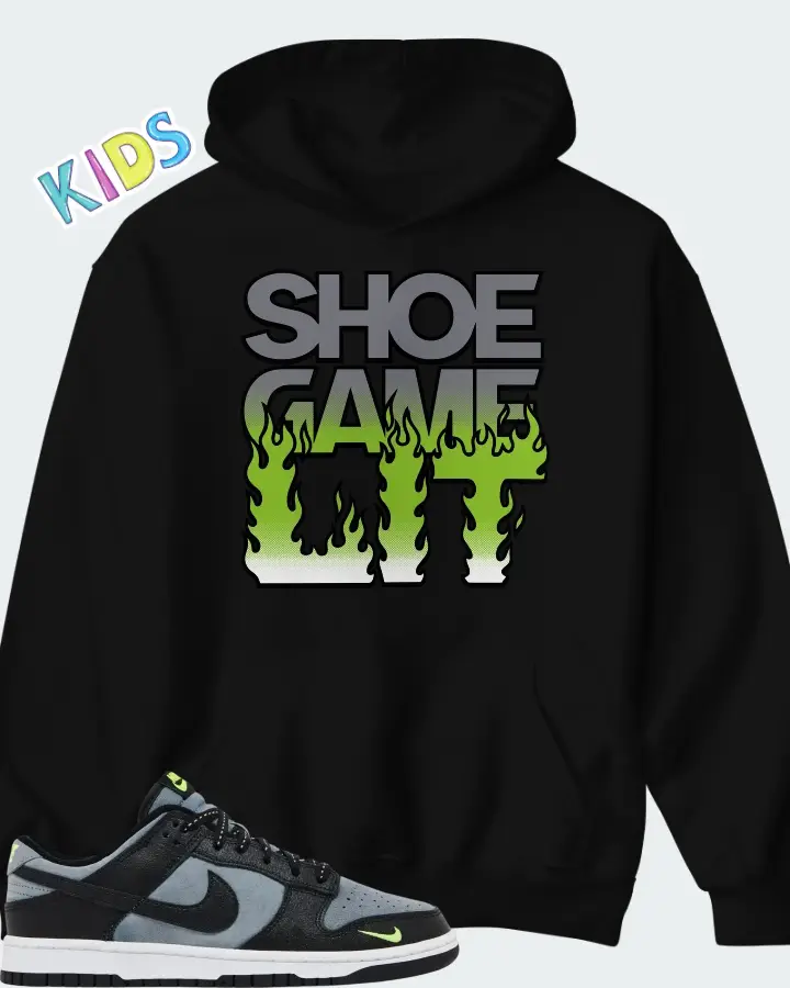 Nike Dunk Low Black Grey Green Strike Matching Kid's Hoodie