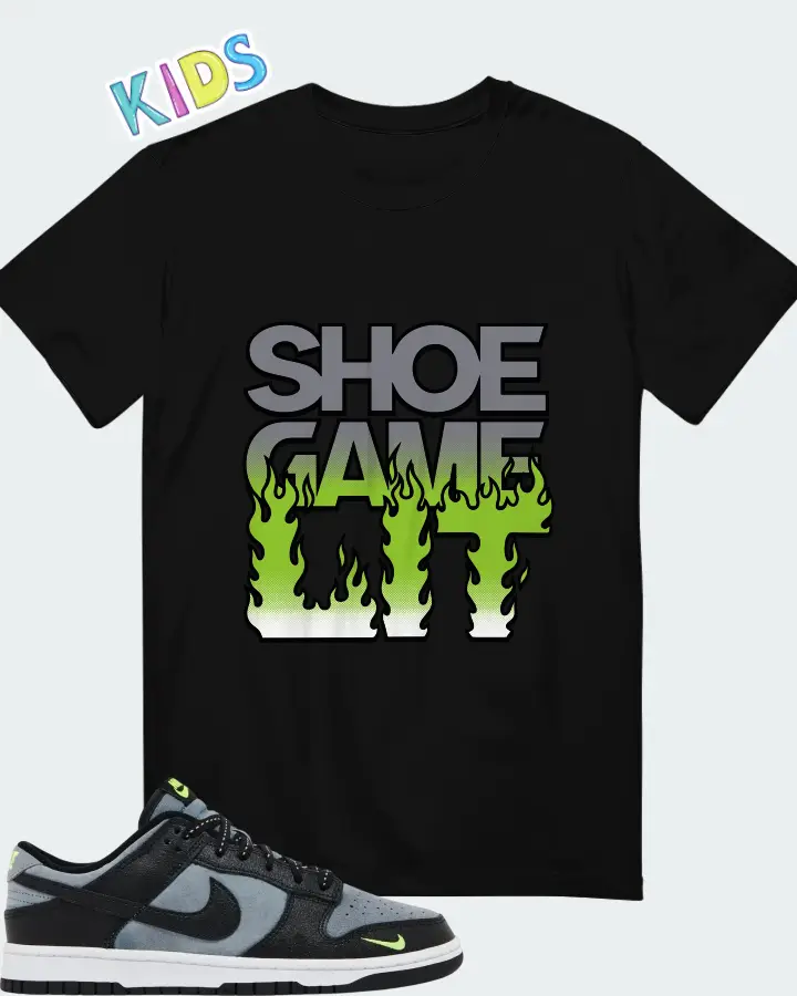 Nike Dunk Low Black Grey Green Strike Matching Kid's T-Shirt