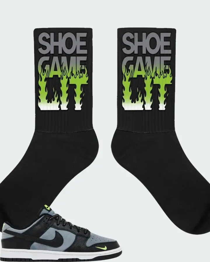 Nike Dunk Low Black Grey Green Strike Matching Socks