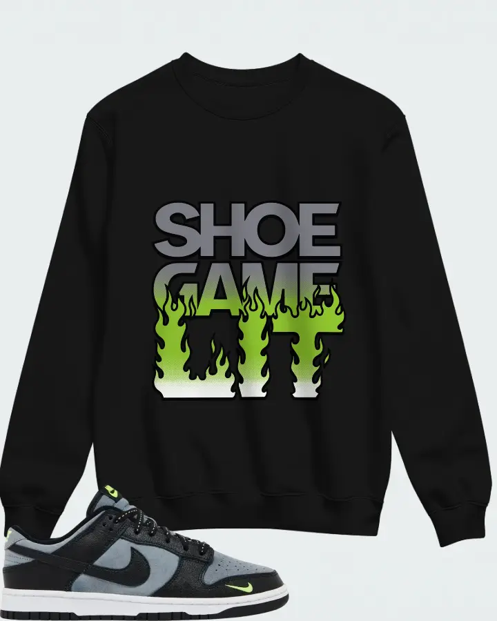 Nike Dunk Low Black Grey Green Strike Matching Sweatshirt