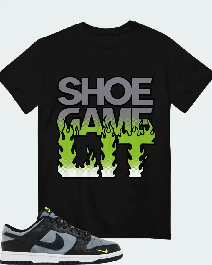 Nike Dunk Low Black Grey Green Strike Matching T-Shirt