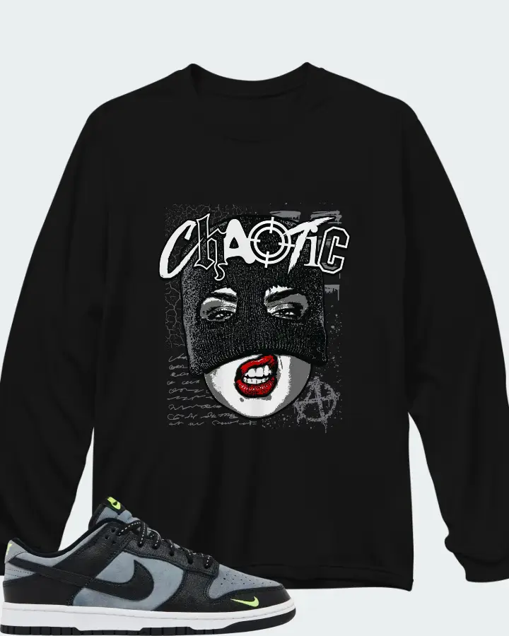 Nike Dunk Low Black Grey Green Strike Matching Long Sleeve T-Shirt