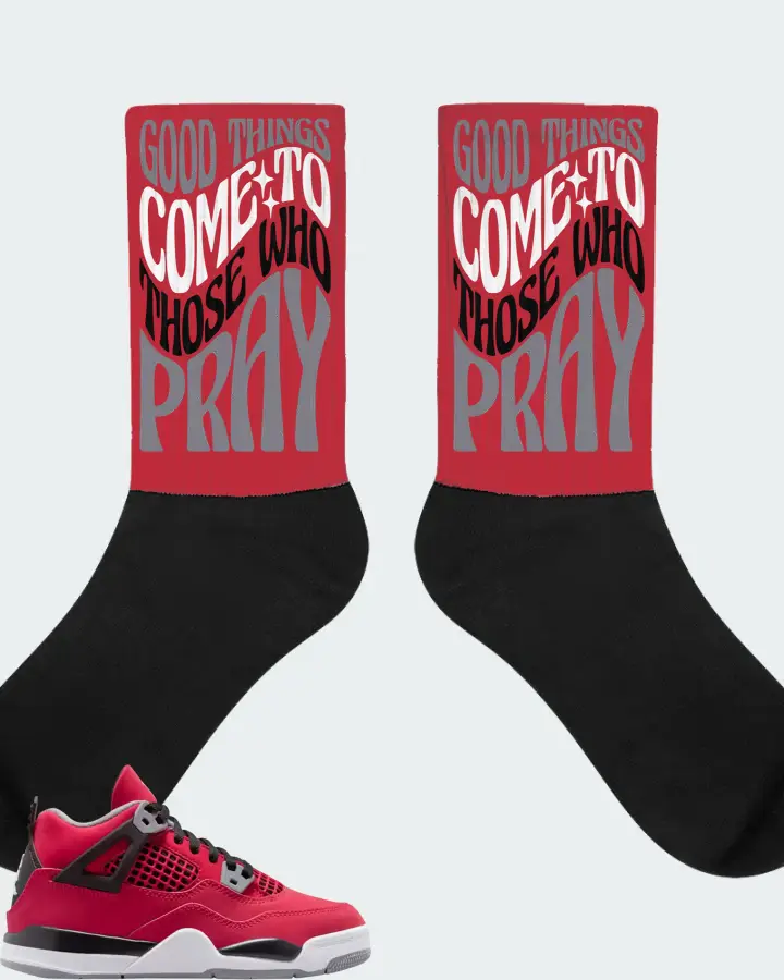 Air Jordan 4 Retro PS Toro Bravo 2026 Sneaker Matching Red Socks - Good Things Come To Those Who Pray
