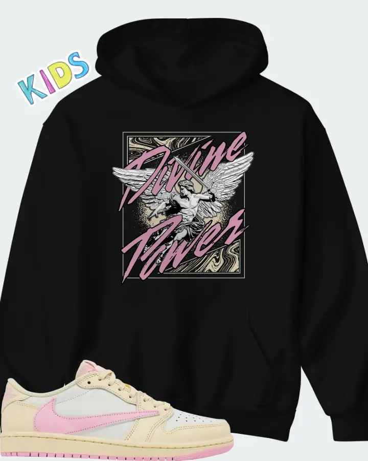 Travis Scott x Air Jordan 1 Retro Low OG Shy Pink Matching Kid's Hoodie