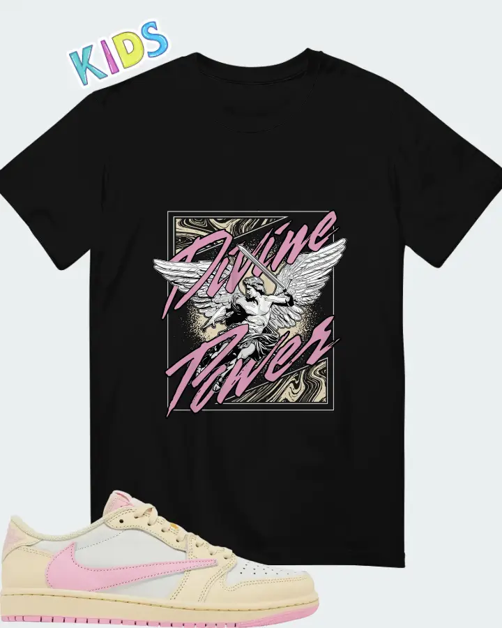 Travis Scott x Air Jordan 1 Retro Low OG Shy Pink Matching Kid's T-Shirt