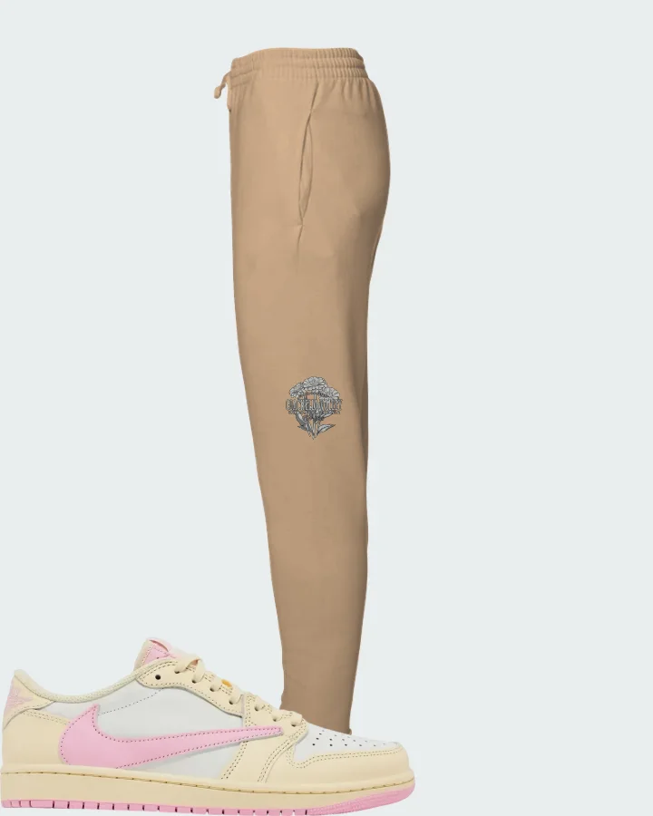 Travis Scott x Air Jordan 1 Retro Low OG Shy Pink Matching Joggers