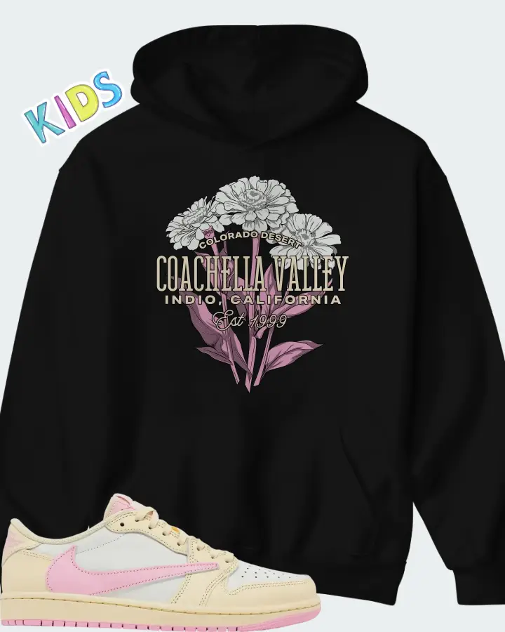 Travis Scott x Air Jordan 1 Retro Low OG Shy Pink Matching Kid's Hoodie