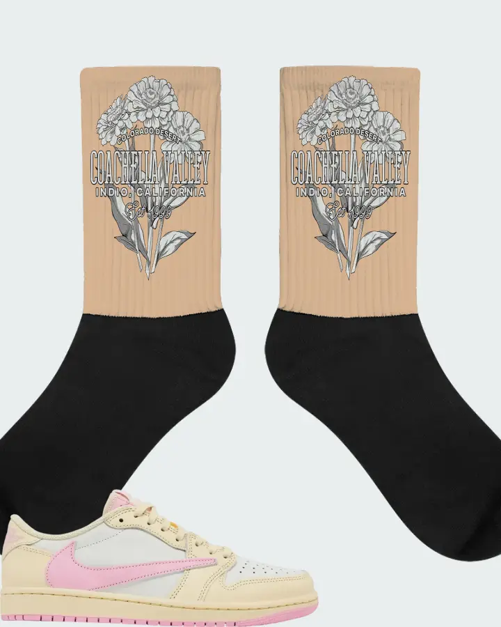 Travis Scott x Air Jordan 1 Retro Low OG Shy Pink Matching Socks