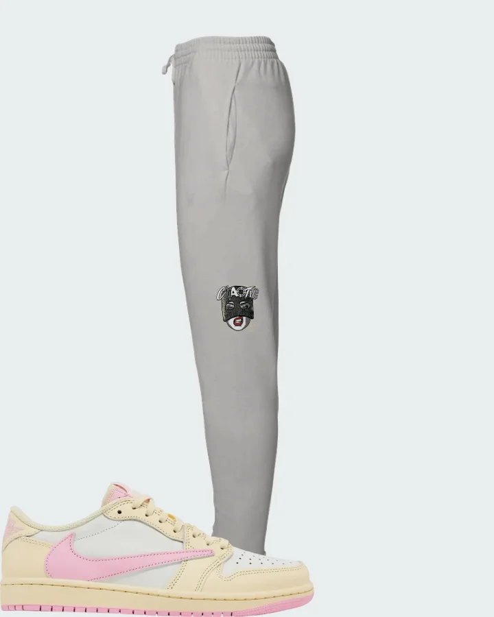 Travis Scott x Air Jordan 1 Retro Low OG Shy Pink Matching Joggers