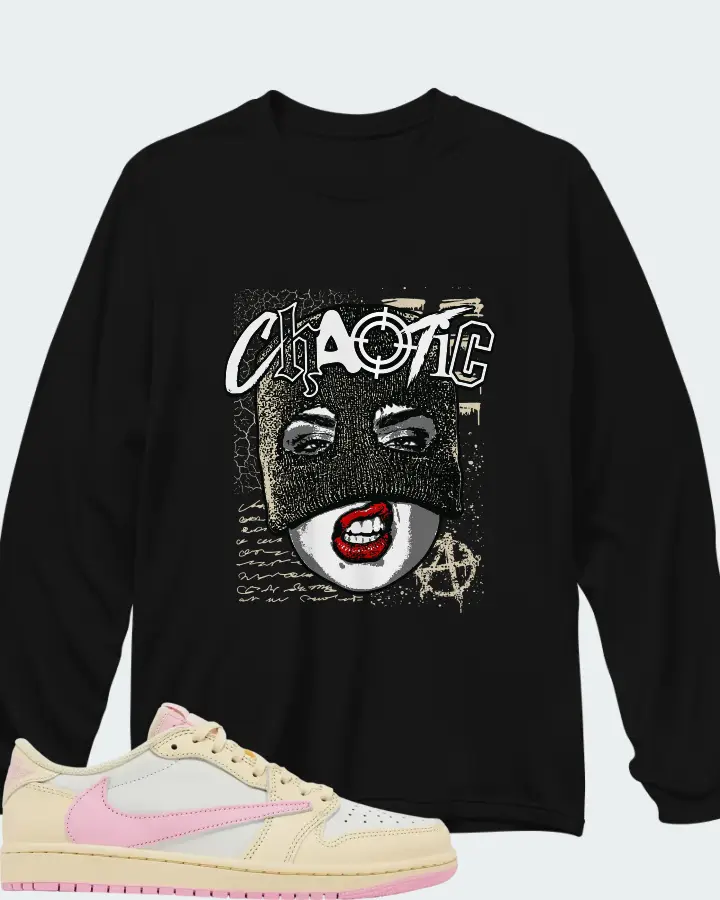 Travis Scott x Air Jordan 1 Retro Low OG Shy Pink Matching Long Sleeve T-Shirt