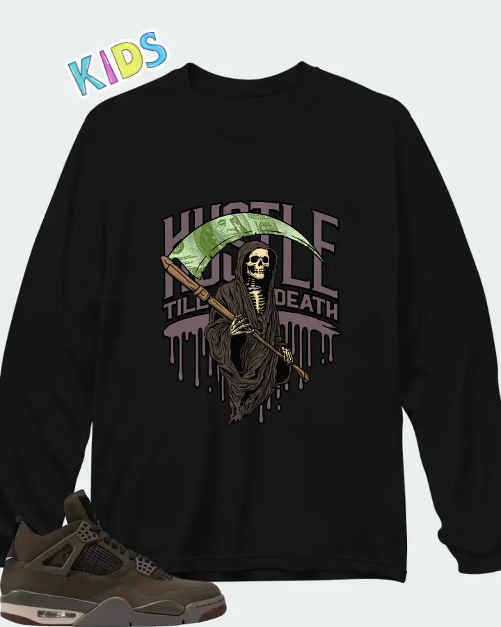 A Ma Maniére x Air Jordan 4 Retro Dark Mocha Matching Kid's Long Sleeve T-Shirt