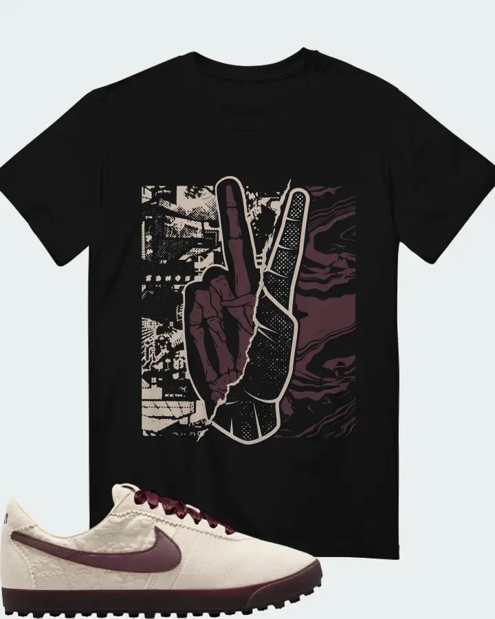 Nike Astro Grabber Leather - Light Cream Sneaker Matching Black T-Shirt - Peace of mind