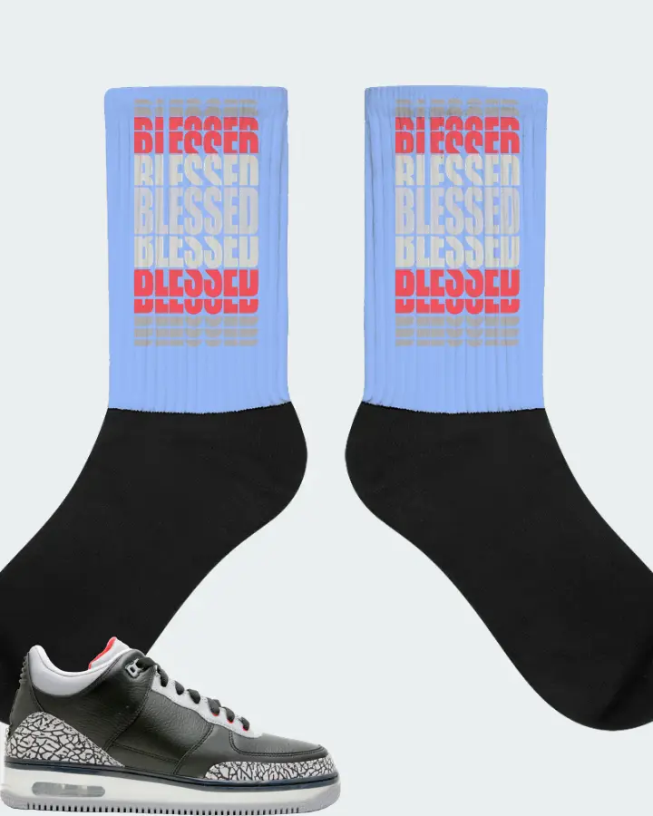 Jordan AJF 3 Sneaker Matching Carolina Blue Socks - BLESSED Many Times