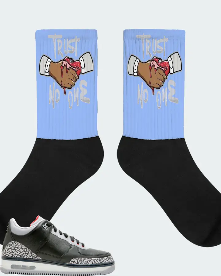 Jordan AJF 3 Sneaker Matching Carolina Blue Socks - Trust No One