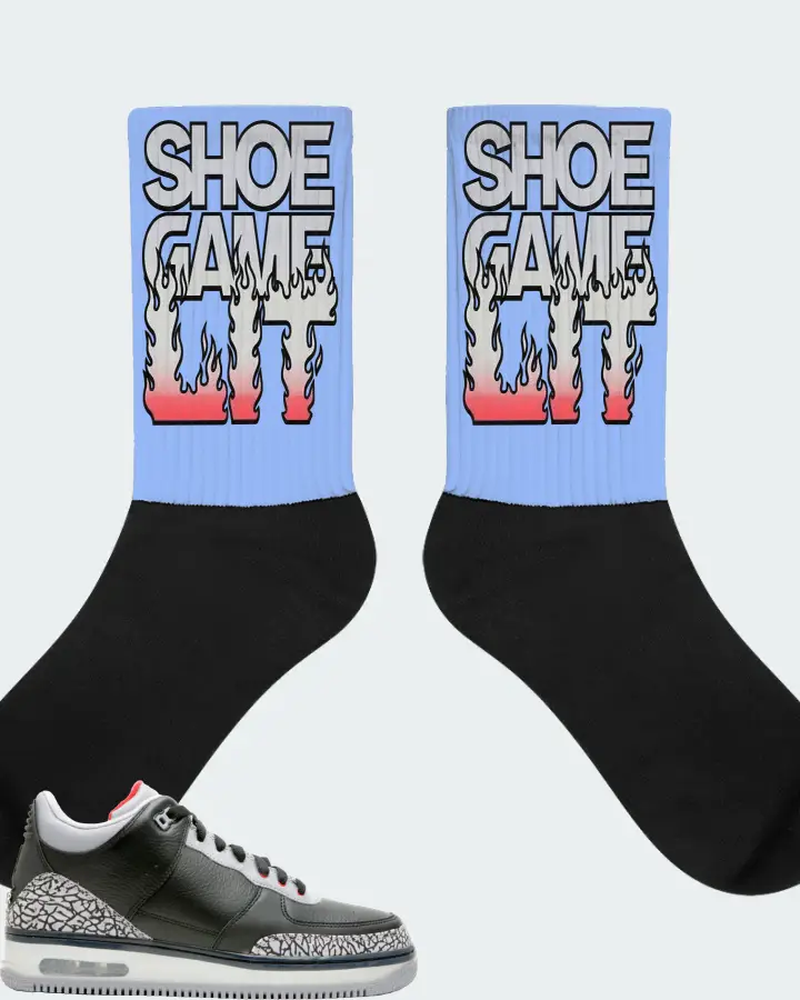 Jordan AJF 3 Sneaker Matching Carolina Blue Socks - Shoe Game Lit Refreshed