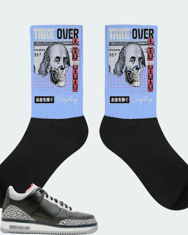 Jordan AJF 3 Sneaker Matching Carolina Blue Socks - Take Over