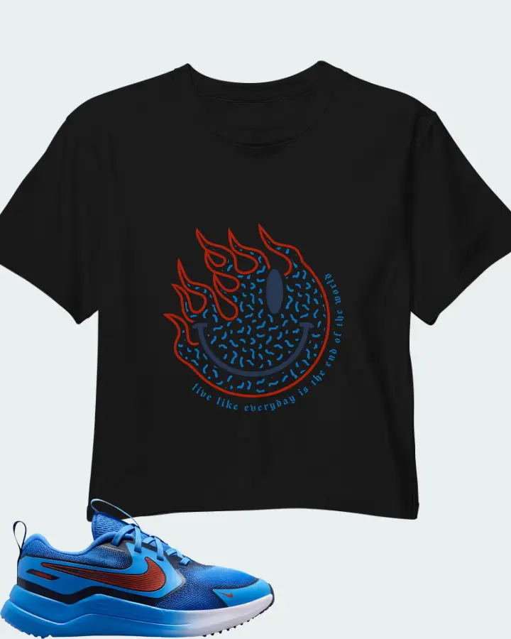 Nike Cosmic Runner Blue Crystal Picante Red Matching Crop Top