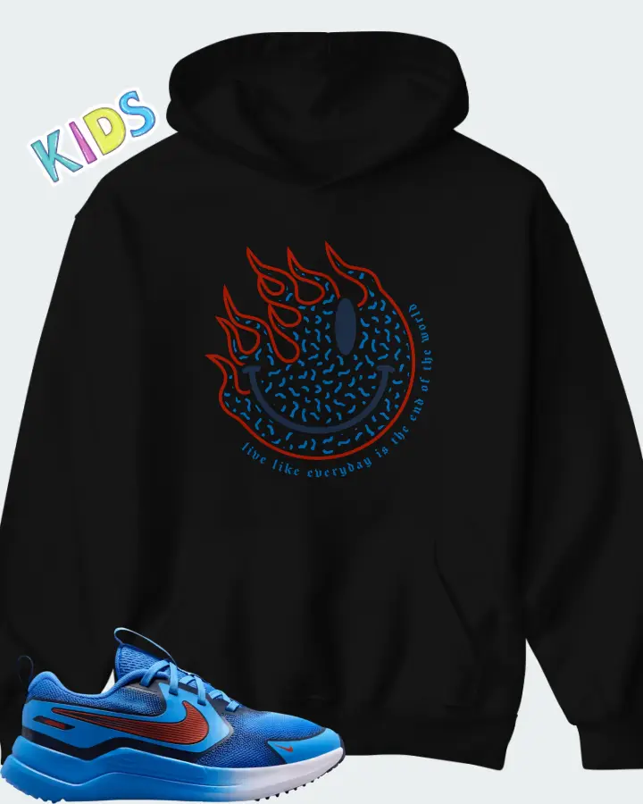 Nike Cosmic Runner Blue Crystal Picante Red Matching Kid's Hoodie