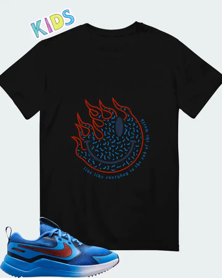 Nike Cosmic Runner Blue Crystal Picante Red Matching Kid's T-Shirt