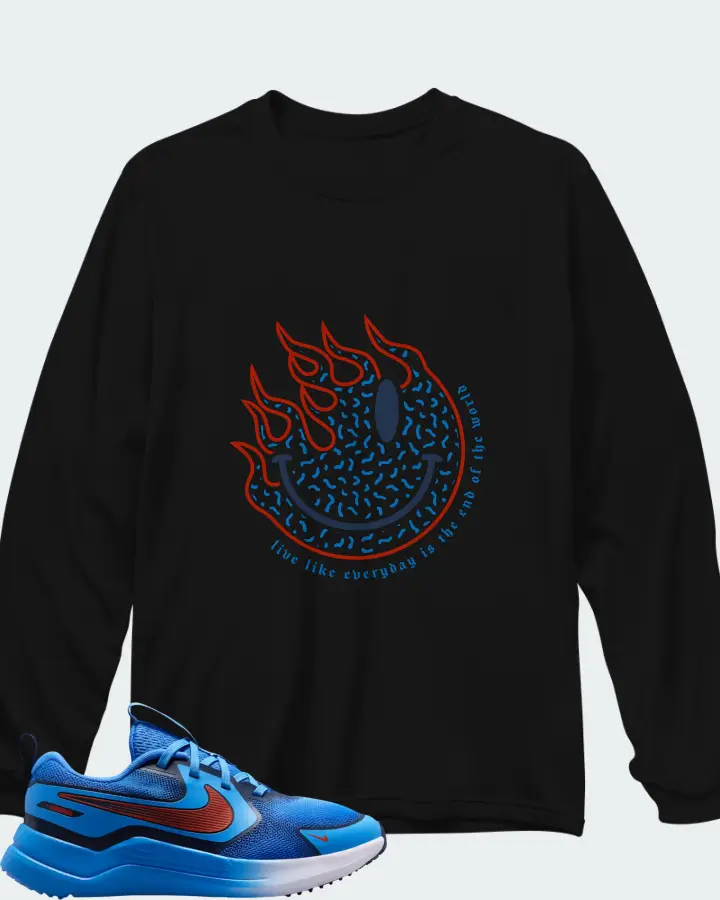 Nike Cosmic Runner Blue Crystal Picante Red Matching Long Sleeve T-Shirt