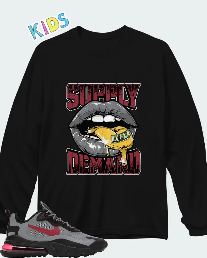 Nike Air Max 270 React Cool Grey Matching Kid's Long Sleeve T-Shirt