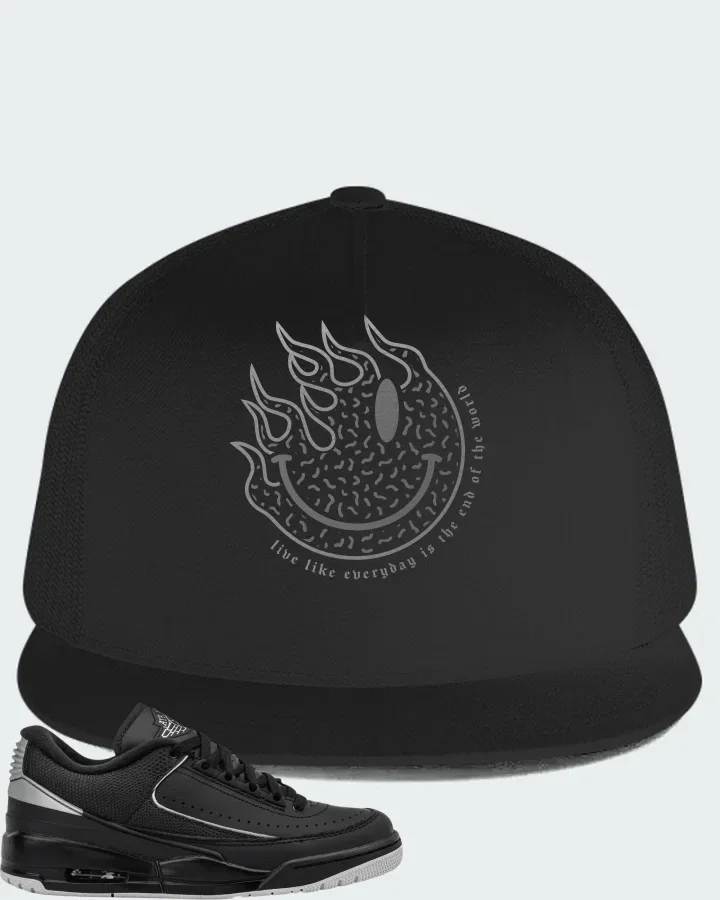 Air Jordan 2/3 Black Metallic Silver Matching Hat