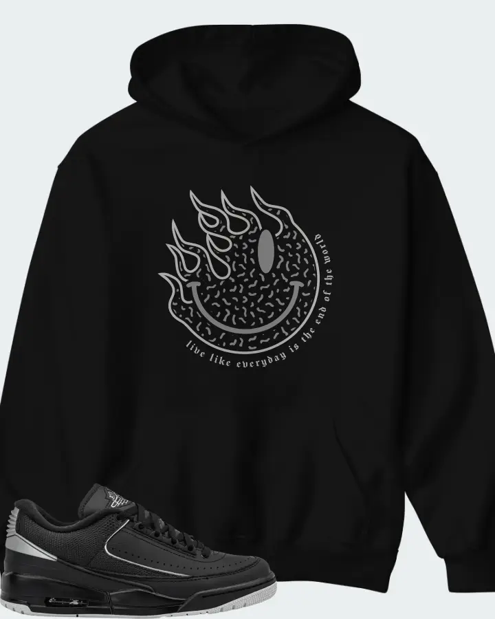 Air Jordan 2/3 Black Metallic Silver Matching Hoodie