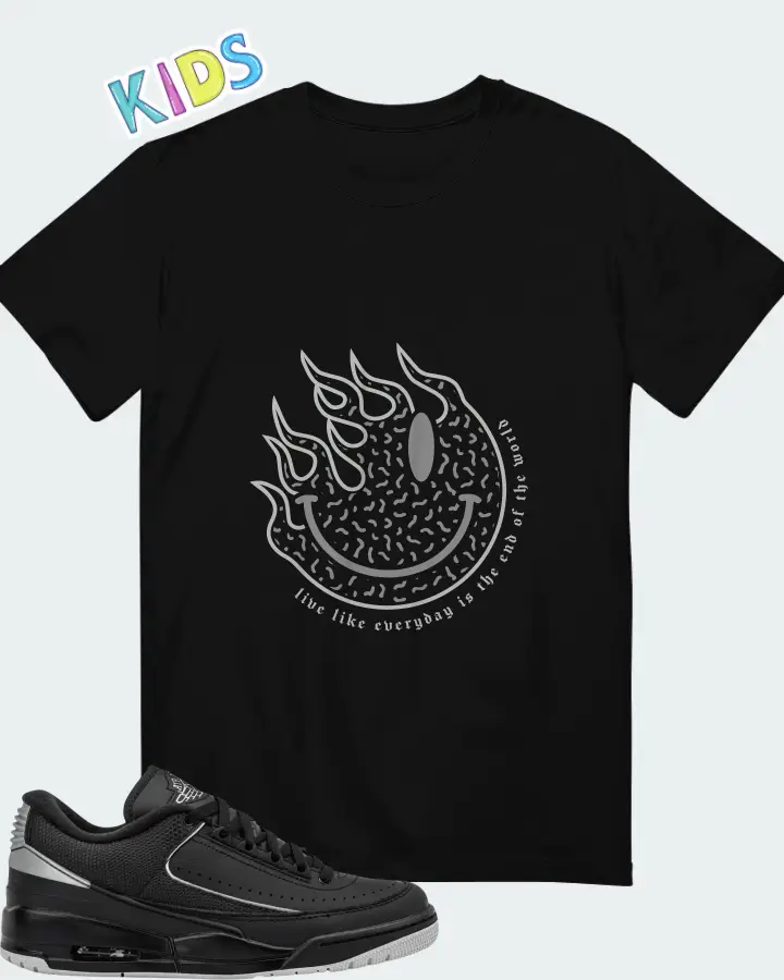 Air Jordan 2/3 Black Metallic Silver Matching Kid's T-Shirt