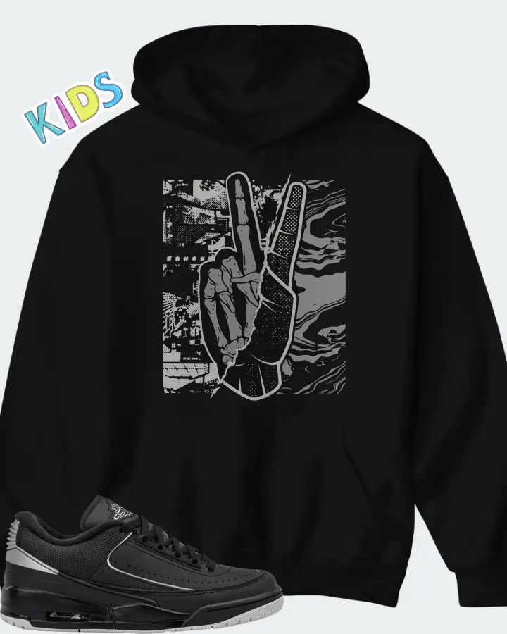 Air Jordan 2/3 Black Metallic Silver Matching Kid's Hoodie