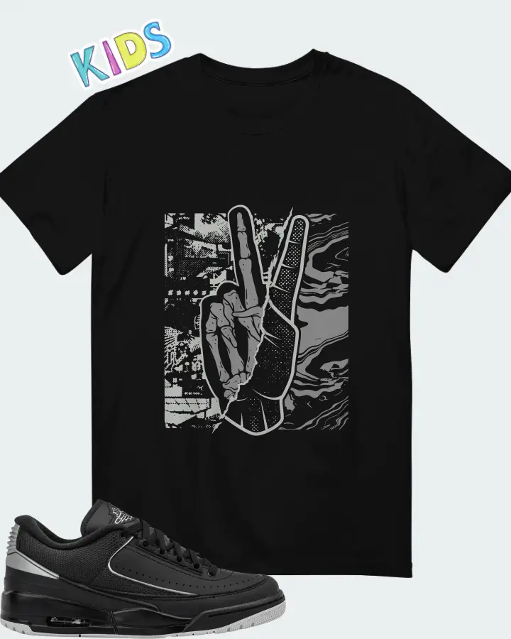 Air Jordan 2/3 Black Metallic Silver Matching Kid's T-Shirt