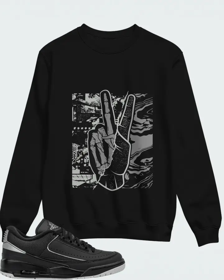 Air Jordan 2/3 Black Metallic Silver Matching Sweatshirt