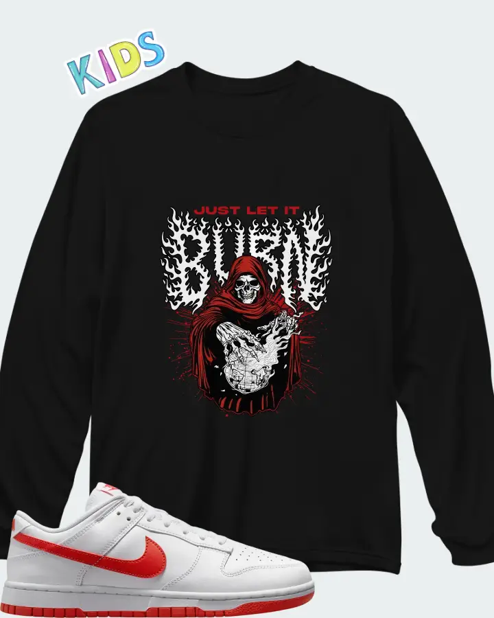 Nike Dunk Low Picante Red Matching Kid's Long Sleeve T-Shirt