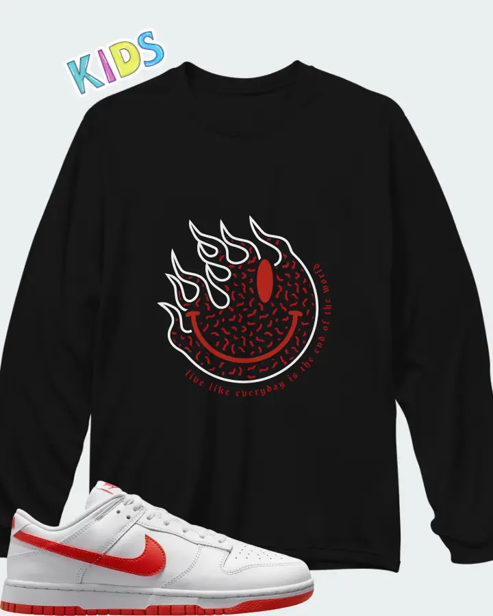 Nike Dunk Low Picante Red Matching Kid's Long Sleeve T-Shirt