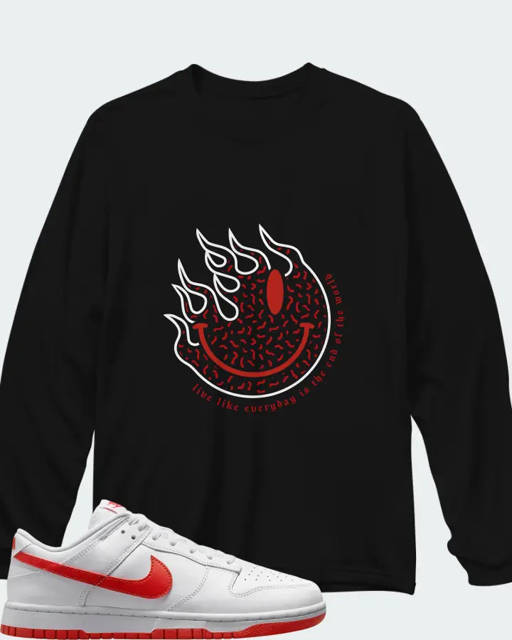 Nike Dunk Low Picante Red Matching Long Sleeve T-Shirt