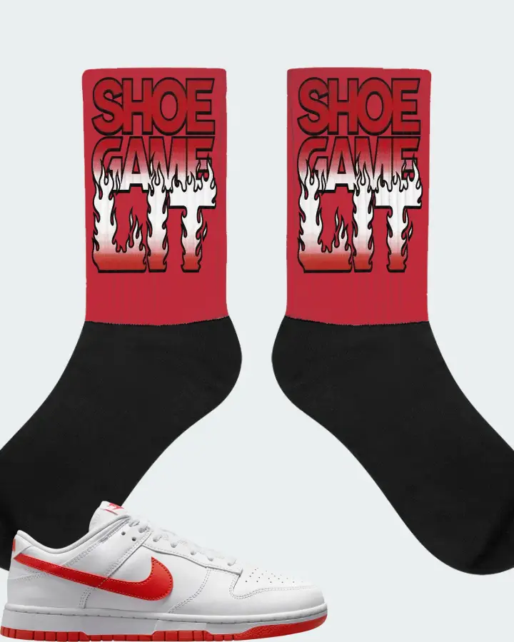 Nike Dunk Low Picante Red Sneaker Matching Red Socks - Shoe Game Lit Refreshed