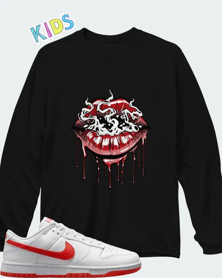 Nike Dunk Low Picante Red Matching Kid's Long Sleeve T-Shirt