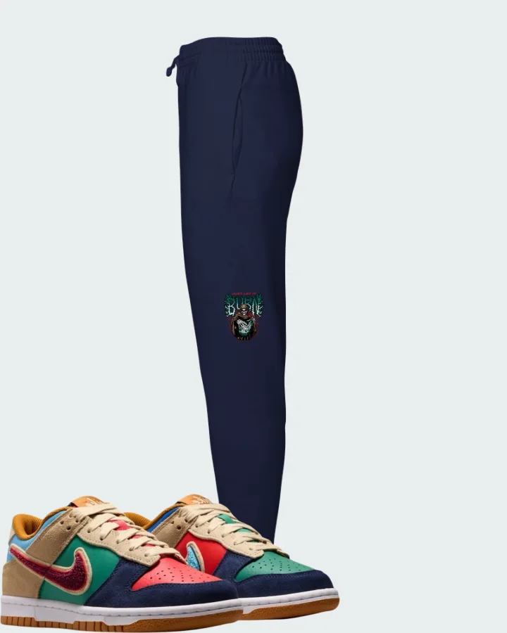 Nike Dunk Low Midnight Navy Green Noise Matching Joggers