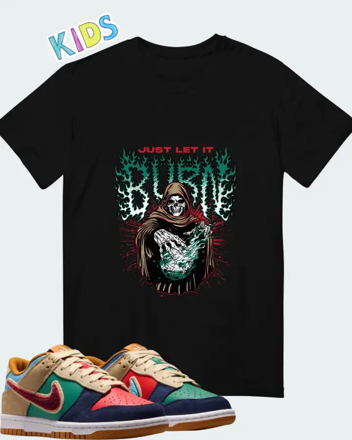 Nike Dunk Low Midnight Navy Green Noise Matching Kid's T-Shirt